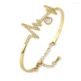 Pulseira de pulseira de pulseiras de eletrocardiograma de ouro de fases Bangles Bangles Bangles Jóias Cz colorido Bracelet Crystal Gift Femme