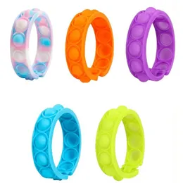 Braceletas de silicone de festa brinquedos de descompressão empurram a pulseira de dedo simples relevo dimple alívio de punho de pulso presente crianças adultos adultos