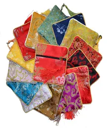 Cheap Small Zipper Craft Bag Coin Purse Tassel Chinese Silk brocade Jewelry Bracelet Bangle Storage Pouch Gift Packaging 5pcslot3523226