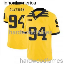 Costura da NCAA Mulheres Juventude Iowa Hawkeyes 2019 Adrian Clayborn 94 Jersey Amarelo XS-5xl 6xl