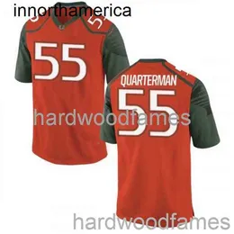 Stitched Miami Hurricanes 55 Quarterman Jersey Orange Sewn NCAA Men Women Youth XS-5XL 6XL