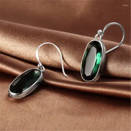 Dangle Earrings Lybuy Genuine 925 Sterling Silver Jewelry 2022 Big Green Crystal Long Drop for Women Brand