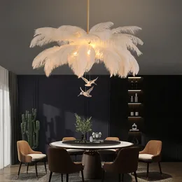 Lampadario moderno colorato lampadari di piume lampada a sospensione a LED per soggiorno camera da letto lampada con piume decorazione interna soffitto 221203