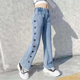 Jeans Baby Girl szeroko nogi dżinsowe spodnie dla dzieci długie spodnie ubrania jesień wiosna 221203