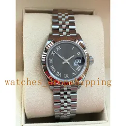 Foto Real Lady Watch V5 31mm Preto Rosto Romano Pulseira de Aço Fino Jubileu Negócios Relógio Mecânico Automático Relógios de Pulso de Aço Inoxidável Caixa Original