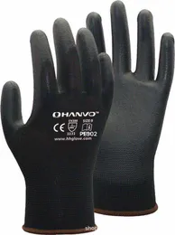 13G black nylon palm coated with PU PE302 Work gloves Protection of garden work