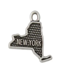 Alla inteira American State Charms Antique Silver Plating New York Map Charms AAC0384058950