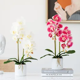 Dekorativa blommor konstgjord fj￤ril orkid￩ phalaenopsis bukett f￶r br￶llop christams diy hem dekoration falsk tr￤dg￥rd krukut dekor