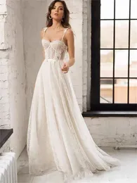 Francuska suknia ślubna Prosta nowa panna młoda Suspender White FN10053