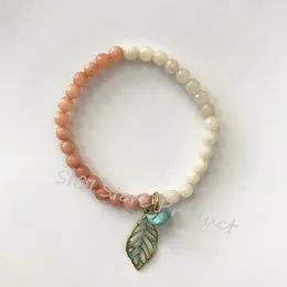 Strand Leaf Pendant Crystal Beaded Bracelet Bohemian Pink White Fascino Cristallo Fashion Brazalete Mujer Gift for Girls Women