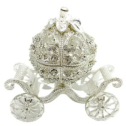 Jewelry Boxes Pumpkin Carriage Crystal Jeweled Trinket Wedding Ring Novelty Gift for Women Girls 221205