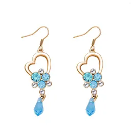 Dange oorbellen ER-00314 Koreaanse mode kristal oors Verjaardagsgeschenk goud verzilverde hart vrouwelijke artikelen