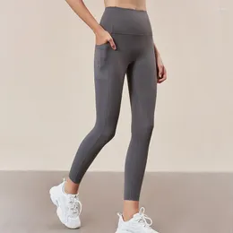 Aktif pantolon düz renkli fintess yoga tozluk yüksek bel spor kadın egzersiz yan cepler pantolon spor salonu kapsamlı eğitim jogging