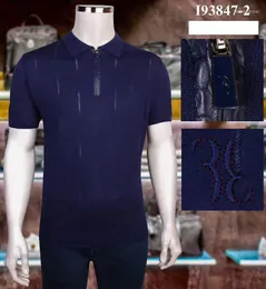 Polo da uomo Polo da uomo in seta 2022 Moda Casual manica corta Pulsante di alta qualità Elasticità Ricamo Taglia grande M-4XL