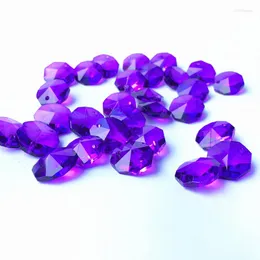 Ljuskrona kristall 200st/mycket m￶rk lila 14 mm glas ￥ttkantp￤rlor i ett h￥l belysnings tillbeh￶r DIY gardinf￶rs￶rjning
