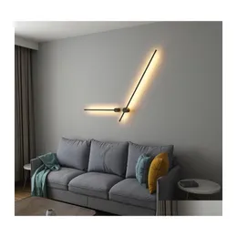 L￡mparas de pared 1 paquete de l￡mpara de pared larga LED LED MODERNO Sala de estar de interior Decoraci￳n del hogar Decoraci￳n del hogar Fixros de iluminaci￳n Negro 7W 10014 DRO OTSKI