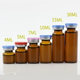 Makeup Tools 50pcslot4ml 5ml 6ml 8ml 10ml 12ml 15ml 20ml 30ml Amber Clear Injection Glass Vial Flip Off Cap Small Glass Medicine Bottles 221205