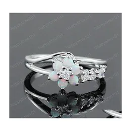 Bandringe Blume Opal Ring Diamant Eheringe Luxus Designer Schmuck Frauen Engagement für Drop Lieferung DHLZS