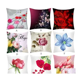 Pillow Case Motive Pillow Case Christmas Decoration Use Sofa Pillows Er Peach Skin Veet Flower Butterfly Cushion Ers Fashion 4My L1 Dhkdg