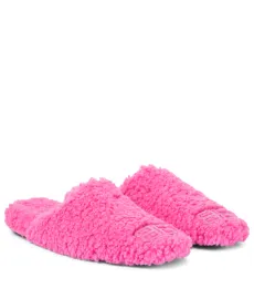 Designer Slippers Luxury Women's Cosy BB Faux Shearling Slippers Flat Heel EU35-40 With Box Inddor Hotel Office