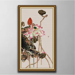 Summer lotus family DIY cross stitch Embroidery Tools Needlework sets counted print on canvas DMC 14CT 11CT cloth