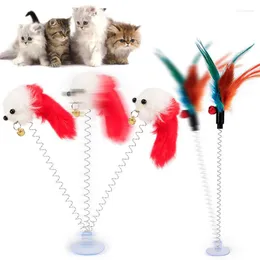 Kattenspeelgoed Interactief speelgoed met zuignap Veerveer Pluche muis Grappig huisdier MUMR999