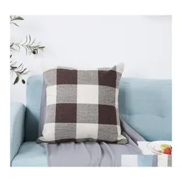 Pillow Case Square Linen Nonwoven Pillow Case Mti Colours Plaid Yarn Dyed Cushion Er Home Throw Pillows Backing Block 7 5Nt L2 Drop Dhunf