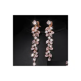 Dangle Chandelier Fashion Cubic Zirconia Crystal Long Drop Earrings for Women Elegant CZ الزفاف المجوهرات الإكسسوارات 1 DHRY1