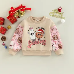 Hoodies Sweatshirts 0901 LIORITIIN 04 Years Kids Girls Christmas Sweatshirt L￥ng￤rmad Crew Neck Cookie Print Pullover Tops 221203