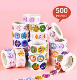 Pcs Children's Cartoon Animal Stickers Baby Kindergarten Inspirational Little Red Flower Reward Roll