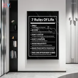Resimler 7 Yaşam Kuralları Mektubu Motivasyon Teklif Tuval Poster İlham Boyama Baskılar Duvar Sanat Resimleri Ofis Ev Dekor