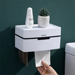 Toalettpappersh￥llare Badrum Tissue Box Rack Waterproof Roll Holder Creative Plastical Storage Wall Mounted Self Lime 221205