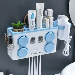 Toothbrush Holders 4 In1 Multifunction Toothbrush Holders Wall Cup Holders Bathroom Accessories Automatic Toothpaste Dispenser Bathroom Organizer 221205