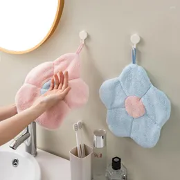 Towel Flower Shape Hand Towels Thickened Coral Fleece Breathable Wipe Handkerchief Bathroom Kitchen Super Absorbent Dishcloth