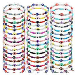 Charm armband charm armband ondska ögon pack mexikansk pärlstav elastisk skydd armband justerbar handgjorda sträng lycka till mal de dhkz1