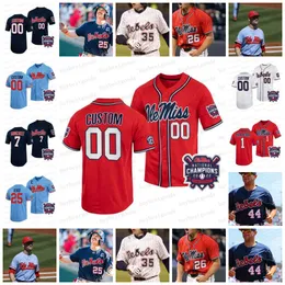 Ole Miss Rebels 2022 Baseball World Series Champions Trikot Jacob Gonzalez Anthony Servideo Peyton Chatagnier Tim Elko Kevin Graham Hayden Dunhurst TJ McCANTS