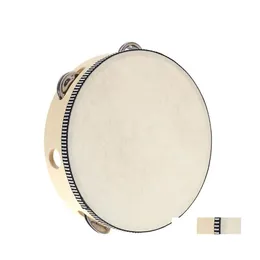 Party Favor Drum 6 Inches Tambourine Bell Hand Held Birch Metal Jingles Kids School Musical Toy Ktv Party Percussion 175C3 Drop Deli Dhd9B