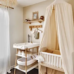 Crib Netting w stylu nordyckim bawełniany komar dzieci dzieci księżniczka łóżko baldachim kurtyna pościel okrągły zawieszony dekoracje pokoju namiotu 221205