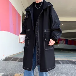 Jackets Men Jackets Trench Coat Moda Moda sobretudo Men casual Slim Fit Windbreaker Solid Long Coat Male Autumn Homme Windbreaker Pocket 221205