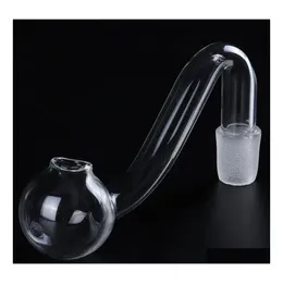 Tubi di fumo Chiaro 10Mm Giunto Maschio Spessa Vetro Pyrex Bruciatore A Olio Pipa Tabacco Ciotola Piegata Narghilè Adattatore Bong Tubi Fumo Shisha Tu Dh3Lz