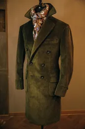 Мужская шерстяная смеси моды теплые мужские зимние куртки армия армия зеленый вельветовый пальто с крыло