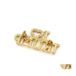 Other Event Party Supplies Party Supplies Rhinestone Brooch Alloy I Love Trump English Letter Cor Man Woman Letters Modeling Chest Dhdlf