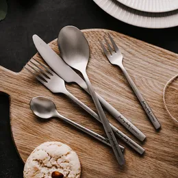 Dinnerware Defines Vintage Aço inoxidável Spoon Faca Fork Mattetable Conjunto de talheres de estilo antigo Props de decoração de cozinha mesa de mesa