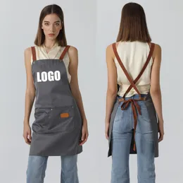 Aprons Custom Women's Men's Kitchen Chef Work BBQ Restaurant Bar Coffee Hairdresser Pet Shop Cloak Waiter Bib 221203