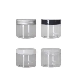 100ml 120ml PET 플라스틱 저장 상자 투명 캔 알루미늄 뚜껑이있는 둥근 항아리