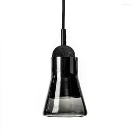 Lampade a sospensione D-D3.7 "X H4.7" Luci per portico moderne a LED ad alta potenza Paralume in vetro grigio fumo Lampada da soffitto creativa per bancone bar
