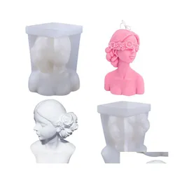 Baking Moulds Closedeye Girl Aromatherapy Candle Mod Blindfolded Debate Beauty Plaster Resin Mold Sile Making Molds 2872 T2 Drop Del Dh6Lx