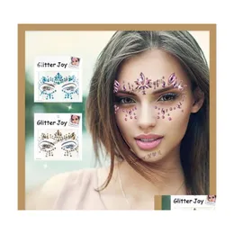 Diğer Festival Parti Malzemeleri Reçine Elmas Sticker Bling Tasarım Glitter Joy Crystal Dövme Çıkartmaları Kadınlar Yüz Aln Paster Dhdyb