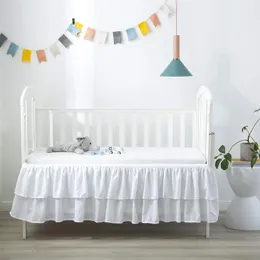 Spódnica łóżka dwie warstwy Rufflled Children Crib Cover Couvre oświetlone domowe ding arkusz pomieszczeń 221205