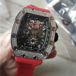 Orologio sportivo da uomo di nuovo arrivo di alta qualità Orologi maschili orologio da polso meccanico quadrante scheletrato diamanti lunetta cinturino in caucciù nero 020-2